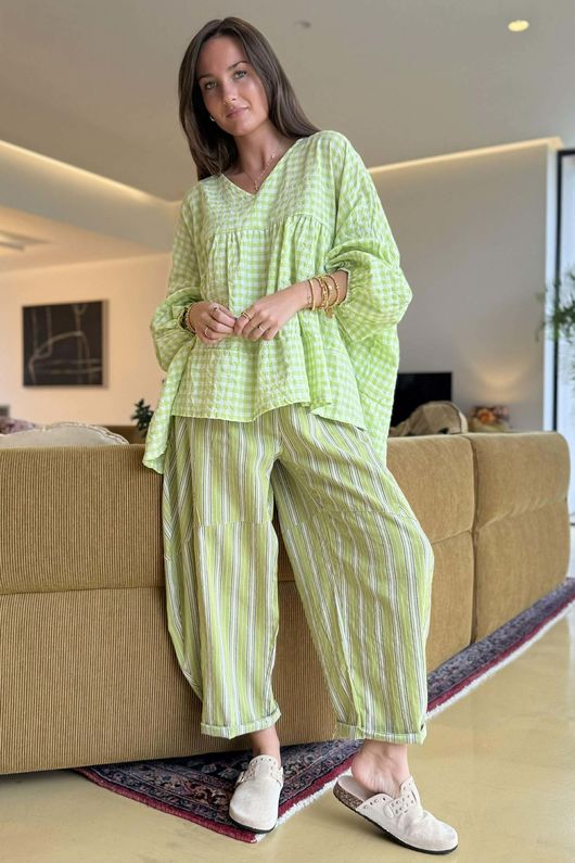 Nonni Gingham Artist Smock Lime